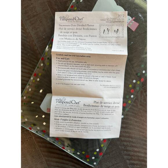 The Pampered Chef Christmas Tray Snowmen Dots Platter Clear Glass Plate - Picture 5 of 6